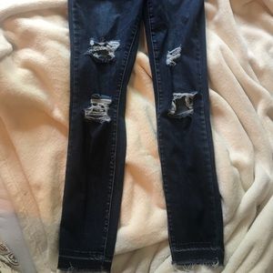 PACSUN dark wash distressed ankle jeans
